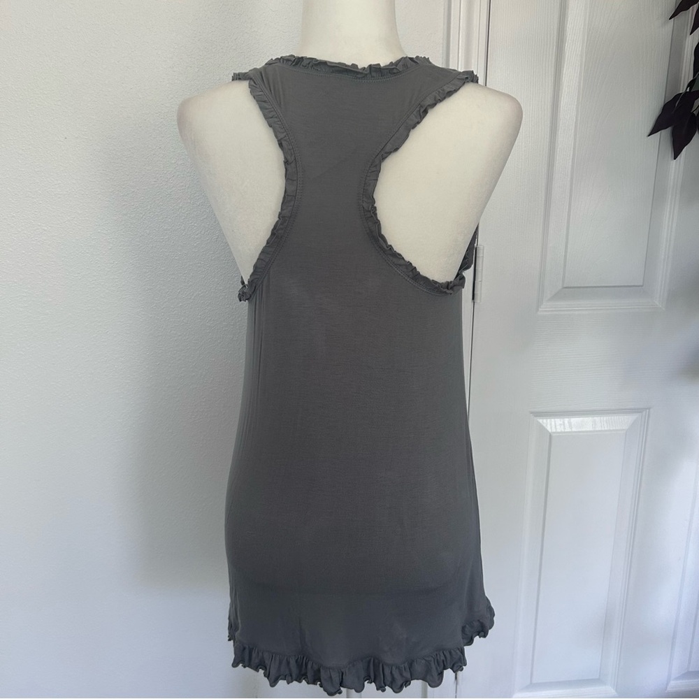 Charcoal Ruffle Trim Tank Top - Picture 4 of 9
